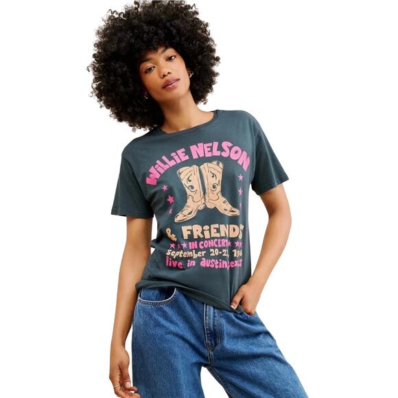 Anthropologie LetLuv Willie Nelson & Friends Boots Concert Tee, Size Medium, NWT - Picture 2 of 7